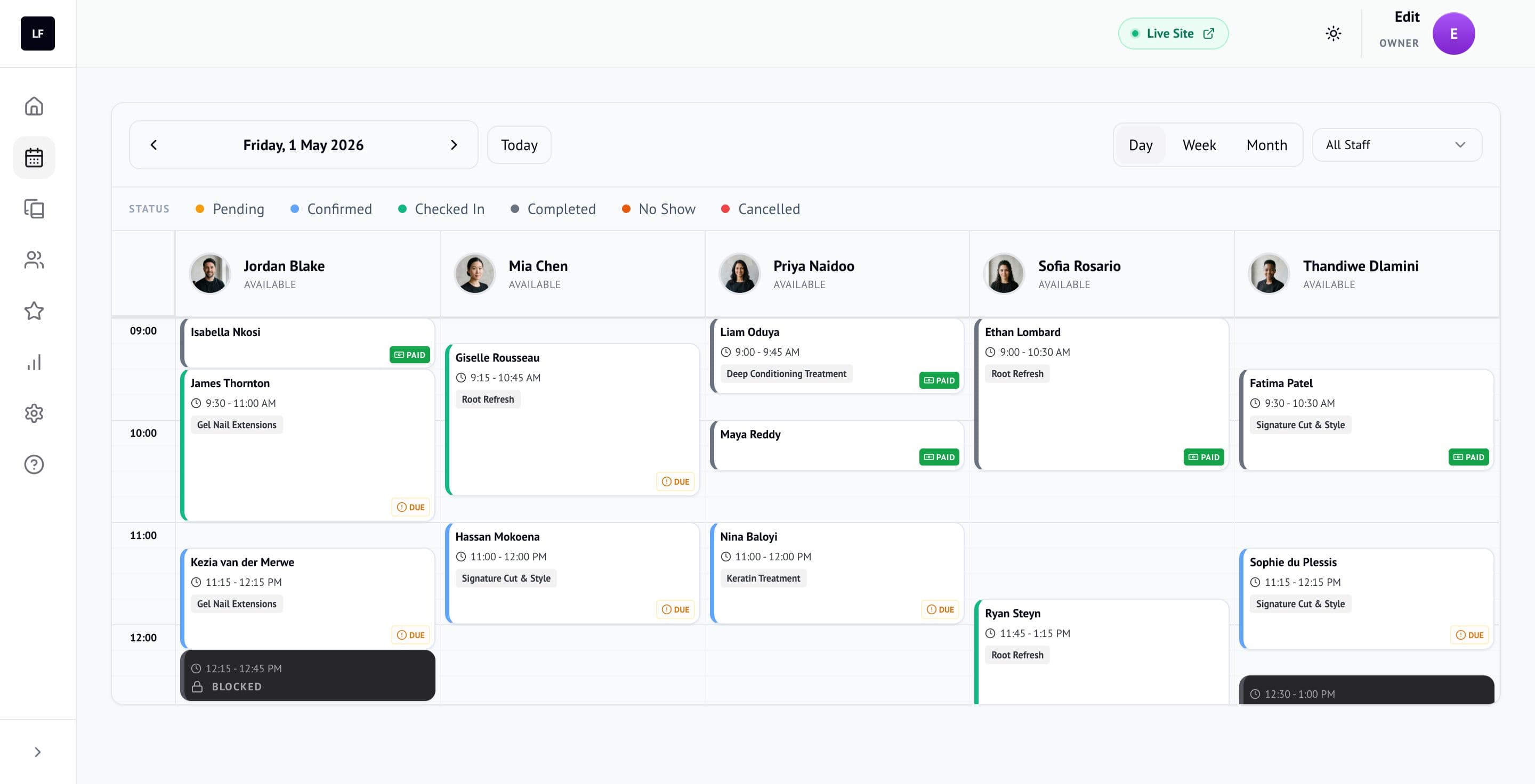 LuckyFlo Booking Calendar
